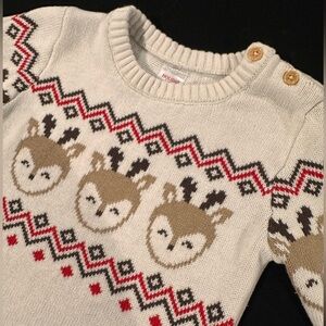 Holiday Time Cream and Brown Reindeer Sweater